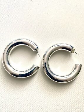 Chunky Silver Hoop Earrings